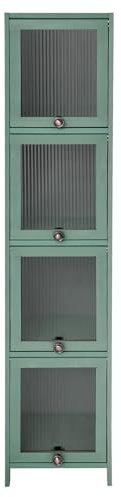 Hanmorfarbi 4-StöCkiger Bambus-Aufbewahrungsschrank Mit KlapptüRen – 30 * 33 * 140cm Kompakter Eckschrank, Geeignet FüR Badezimmer, KüChe Und Wohnzimmer (Grün)