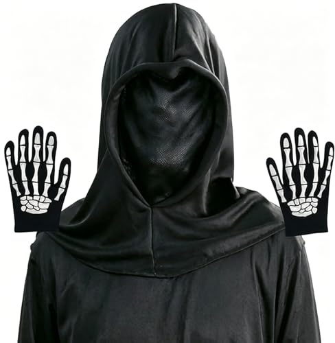 BaiDekun Skelett Maske Skeleton Gloves，skelett kostüm herren，atmungsaktives Kostüm Accessoire für Karneval, Fasching & Halloween