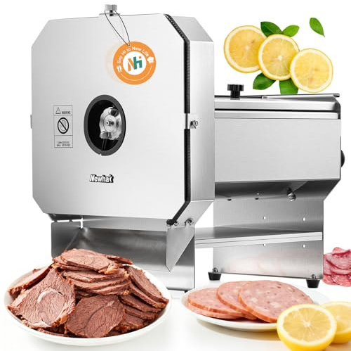 Newhai Commercial Deli Automatic Food Slicer Cooked Pork Chopper Vegetable Fruit Chopper Machine Electric 0-10mm Thickness Adjustable for Lunch Meat Ham