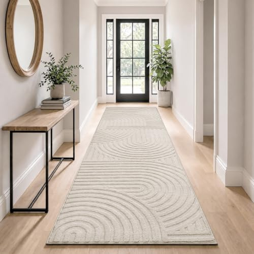 SHACOS Langer Läufer Flur 80x300 cm Teppich Läufer Waschbar Teppichläufer rutschfest Flurteppich Lang Flurläufer Teppich Flur für Küche, Eingang, Wohnzimmer, Schlafzimmer, Beige