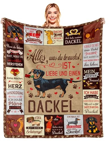 YESTUTI Dackel Geschenke, Dackel Geschenke für Dackel-Liebhaber, Dackel Geschenke für Frauen Männer, Dackel Deko, Dackel-Liebhaber Geschenke, Dackel Mama/Papa Geschenk, Dackel Kuscheldecke 200x150CM