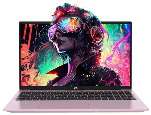 NIMO Laptop 15.6 FHD Computer: 16GB RAM, 1TB SSD, Win 11 Home, Quad Core N100 (up to 3.4GHz), WiFi Connectivity, Fingerprint, 65W PD, Backlit keyboard, Lightweight notebook, Rose Gold