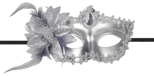 JewelryWe Maskerade Venezianische Maske Damen: Goldene Venezianische Halbmaske mit Blumen Gothic Punk Ballmaske Abendmaske Kostüm Accessoire für Mottoparty Fasching Halloween Hochzeit Cosplay
