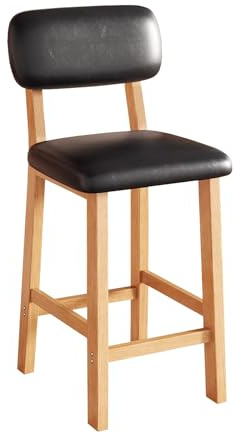 Tabourets de Bar Modernes avec Dossier rembourré Doux, siège épais, Pieds en Bois, tabourets de Bar à Hauteur de comptoir for îlot de Cuisine, 1 pièce(Black,Height 73cm)
