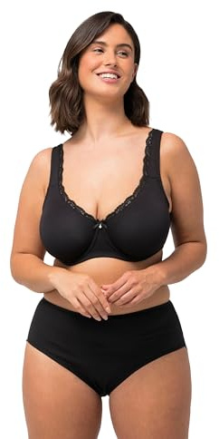 Ulla Popken Damen große Größen Übergrößen Plus Size Bügel-BH, Spitzenkante schwarz 90B 824132100-90B