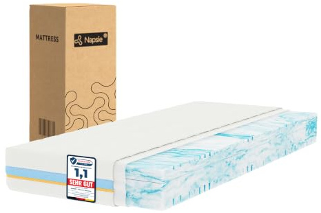 NAPSIE Matratze 80x200 cm (Mittelfest & Weich) 7-Zonen-Schaummatratze | 2 in1 Härtegrade,22 cm Höhe, Bezug 60°C waschbar,Hypoallergen & Antibakteriell,OEKO‑TEX® 100 zertifiziert
