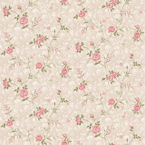 Vintage French Damask Peel and Stick Wallpaper Thickened Removable Self Adhesive Wall Paper Design for Walls Bathroom Bedroom Home Decor 17.3in x 118in Renter Friendly Wallpaper Pink and Cream