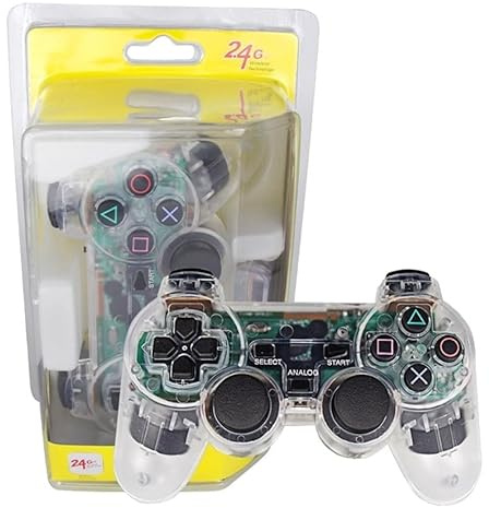 Mando inalámbrico compatible para PlayStation 1/2 PS1 PS2 pilas transparente