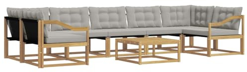 vidaXL Outdoor-Sofagarnitur 8 pcs Weiß und Hellgrau 79 x 79 x 37 cm, Moderne Garten-Sofaset, wetterfeste Möbel, schicke Kollektion, bequemes Loungesofa für die Terrasse