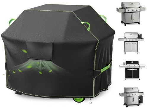 ZORQ Grillabdeckung Wetterfest für Weber Genesis II LX E-340 GBS 2017-2021, Gasgrill Abdeckung Wasserdicht Winddicht Mit Windfesten Gurten Zubehör Außenbereich BBQ Grills