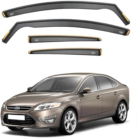 iSpeed Wind Deflectors For Ford Mondeo mk4 2007-2014 4/5-Door Hatchback/Saloon 4pc Set - Keep Your Car Ventilated in Rain - Reduce Wind Turbulence - Tinted In-Channel Type