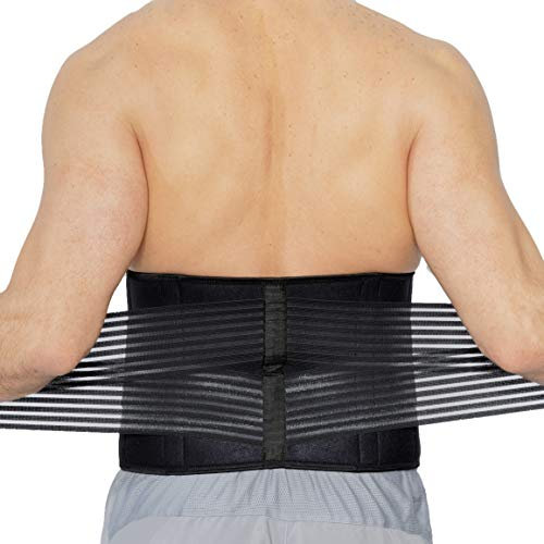NEOtech Care Rückenbandage aus Neopren - Doppelten Bändern für Kompression (Schwarz, XXL)