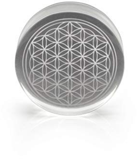 Vault 101 Limited 22mm Flower of Life Glass Ear Plug - Laser Engraved