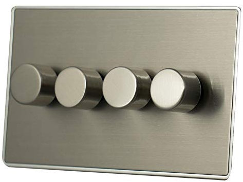 Lexus Screwless Brushed Steel LED Dimmer Switch (4 Gang/120W) - LSS514