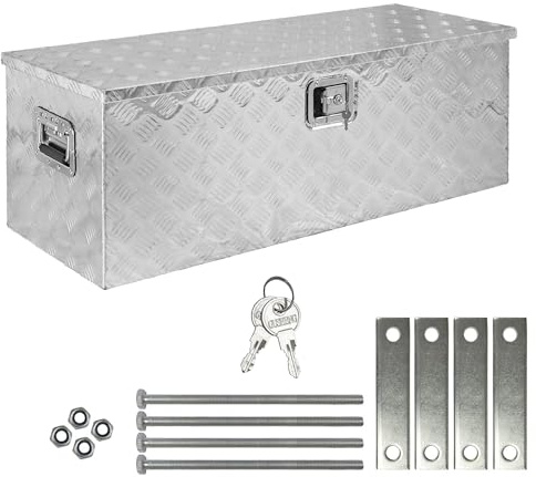 Trucky Truckbox aus Aluminium, Modell D160, 109 x 40 x 38 cm, Abschließbar, Robustes Riffelblech, inklusive Montagesatz, Für Werkstatt, Auto, Hobby