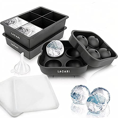 EINFÜHRUNGSANGEBOT - Lacari Eiswürfelform für perfekte Eiswürfel - 2 + 1 Silikonform für die perfekten Eiswürfel - Gratis E-Book + Trichter zum perfekten Befüllen des Ice Trays