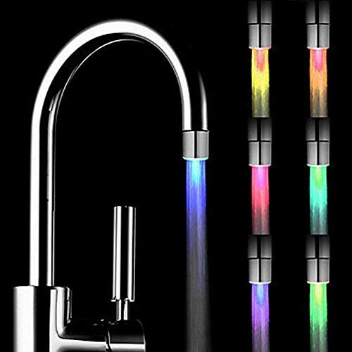 ZYTC Nueva Cocina 7 Colores Luz LED Cabezal de Ducha Agua Los niños se lavan Las Manos más Sensor de Temperatura Pulverizador Stream Touch para fregaderos de Cocina (2 pc)