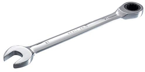 KATUR 21mm Fixed Ratcheting Wrench and Handle Spanners Hand Tools Set Chrome Vanadium Steel Metric Combination Ended Standard Kit (21mm)