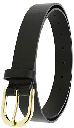 FASHIONGEN - Damengürtel aus pflanzlich gegerbtem Vollnarbenleder, 3 cm breiter ledergürtel, Damengürtel für Jeans, Hosen, RIVOLI - Schwarz (Goldenschnalle), 95