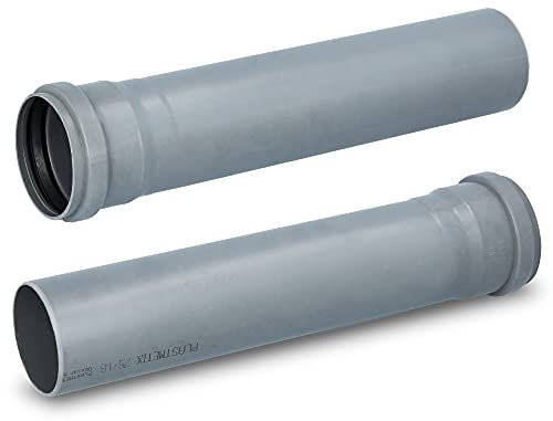 HT Rohr Abwasserrohr mit Muffe Ø 75 mm x 500 mm Länge Grau | PVC Kanalrohr Abflussrohr mit Gummidichtung | Kanalrohrsystem Heißwasser Chemische Beständigkeit | Abwasser Installation