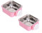 2-IN-1 Removable Dog Bowl for Crates Puppy Food Feeder Water Dish with Bolt Holder Stainless Steel Pet Hanging Bowl Food Water Bowl 2Pcs/Set (Small - Square, Pink)