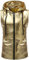 PARKLEES Herren Hipster Metallic Pailletten Reißverschluss Ärmellos Kapuzenweste T-Shirt mit Kängurutasche, Z86-Gold, XL