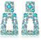 EVER FAITH Pendientes Mujer Cuadrados Grandes Bohemios de Goteo de Cristal Geométrico con Diseño Azul Claro Tono Dorado