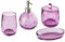 Set di 4 Accessori Bagno in vetro viola e argento dispenser porta sapone