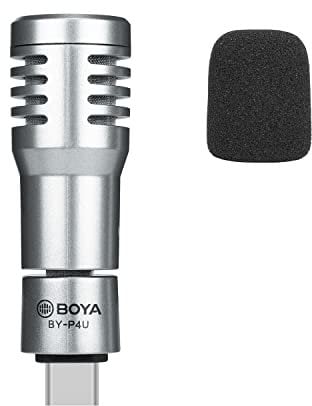 Microfono tipo-C Android, BOYA BY-P4U Mini USB-C Microfono Telefono Mic per Android/Laptop/con Dispositivi Tipo-C, per Samsung Huawei YouTube, Vlogging, Live Stream, Registrazione video