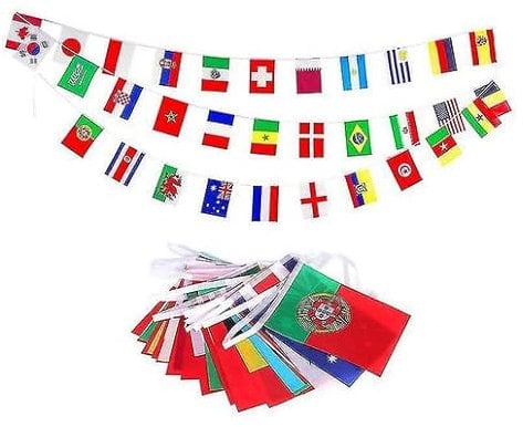 AZ FLAG Football 2022 World Cup Qatar 20 meters BUNTING Flag 32 flags 18'' x 12'' - Soccer World Championship STRING flags 30 x 45 cm