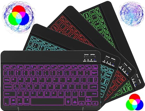 Portable Bluetooth Keyboard Compatible with iPad, Samsung, Fire Tablet, MacBook, Apple, Android, iOS, iPhone, Windows - Wireless Mini Smart Keyboard (Black)