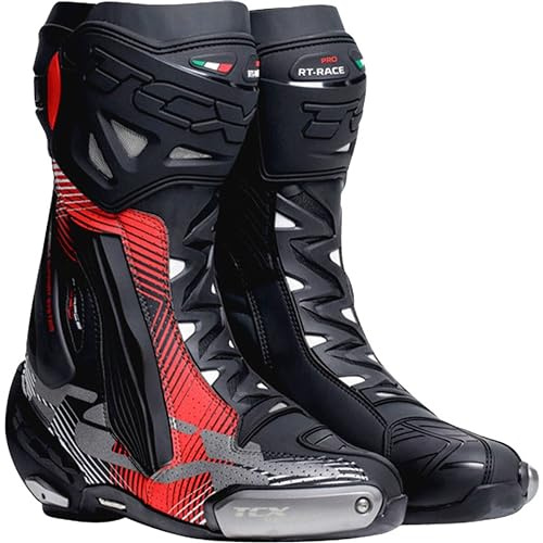 TCX Men's Rt-Race Pro Air Motorcycle Boot, Black Red White, 9 UK
