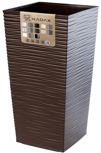KADAX Pflanzkübel mit Innentopf, Höhe 75.5cm, Mokka – Wetterfester Blumentopf für Innen & Außen, ideal für Garten, Balkon & Terrasse, zum Bepflanzen, Dekorieren und als stilvoller Übertopf