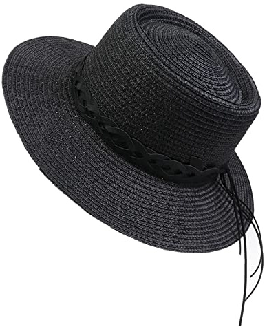NiceYnn Sun Hat Summer Straw Hat Elegant Concave Crown Top Church Wedding | Boater Sunhat Beach Braid UPF50+ 20s Foldable Cap for Women Men Travel Summer Outdoor UV Protection