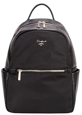 David Jones Damen-Rucksack A4, 2 Materialien aus Textil und Kunstleder, Tablet-Fach, mehrere Taschen, verstellbare Schultergurte