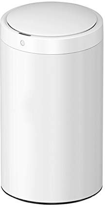 Poubelle d'intérieur Smart Poubelle en Acier Inoxydable Ménage Salon Poubelle avec Couvercle Rond Cuisine Induction Poubelle (Blanc 30L)