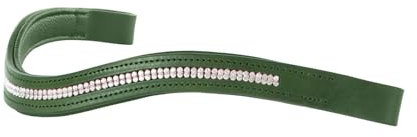 Harrison Howard Gebogenes gepolstertes Leder-Stirnband für Zaumzeug und Zaumzeug, mit Diamantverzierung, Größe M, Grün