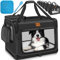 TRESKO® Hundebox faltbar inkl. Leckmatte, Spatel & Reflektoren S 50x34x34cm | Transportbox für Hunde und Katzen | Hundetransportbox Auto für kleine & große Hunde | Hundetasche robust Schwarz