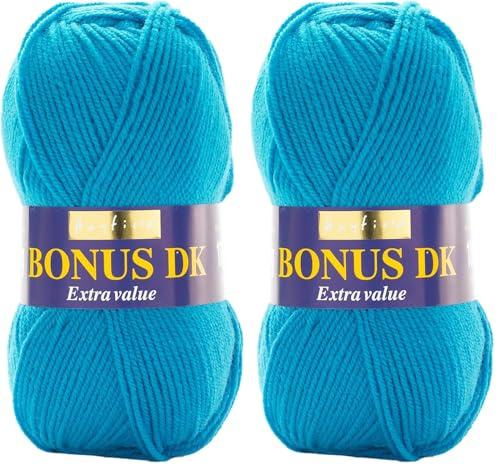 Hayfield Bonus DK Double Knitting, Azure (824), 100g by Sirdar (Pack of 2)