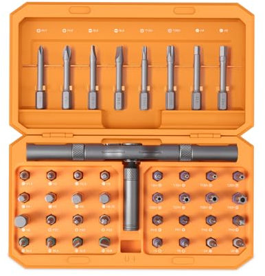 AMIR Screwdriver Kit, 42-in-1 Ratchet Screwdriver with 40 Magnetic Bits, Aluminum Alloy Handle, Versatile Repair Screwdriver Set for Home Improvement, DIY, Work, Car
