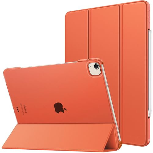 MoKo für iPad Air 13 Zoll Hülle 2024/iPad Pro 12,9 Hülle (6./5. Generation, 2022/2021), Schlank Smart Transluzent Matt Hart PC Rückseite, Unterstützt Touch ID & Pencil Pro/2./USB-C, Orange