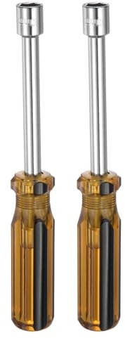 sourcing map 2pcs Metric Hex Nut Screwdriver 10mm Carbon Steel Ergonomic PVC Grip Non-Magnetic Socket Wrench Screwdriver Hand Tool for Automotive Maintenance Home Improvement.