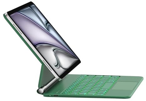 HOU Magic-Keyboard für iPad Air 5 Hülle mit Tastatur(Air 11 Zoll & Air 4),für iPad Pro 11 Hülle mit Tastatur (4./3./2./1st),QWERTZ,7 Farben Hintergrundbeleuchtung,Multifunktionales Touchpad,Grün
