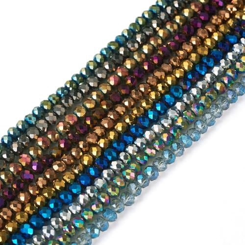 Boutigem 1250 cuentas redondas redondas de cristal galvanizado de 4 mm para manualidades, collares, pulseras, pendientes, joyería, 1250 unidades