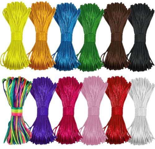 EBOBBY 240 mètres Fil Nylon pour Bracelet 1,5mm Cordon Satin en Queue de Rat Cordon de Soie en Cordon en Nylon 1,5 mm pour Bracelet Coloré de Nouage Cordon pour Bracelet