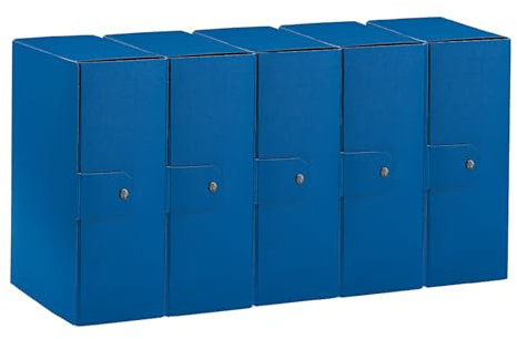 Esselte C32 EUROBOX Cartella Progetti per l'archiviazione, chiusura con bottone, 25 x 35 cm, Dorso 12 cm, Blu, Confezione da 5 pz, 390332050