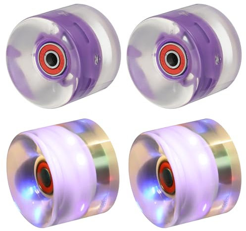 PATIKIL Leuchträder für Skateboards 60x45mm, 4er Pack 78A PU Rollen für Outdoor Cruiser Street Double Row Skating Ersatz, Lila