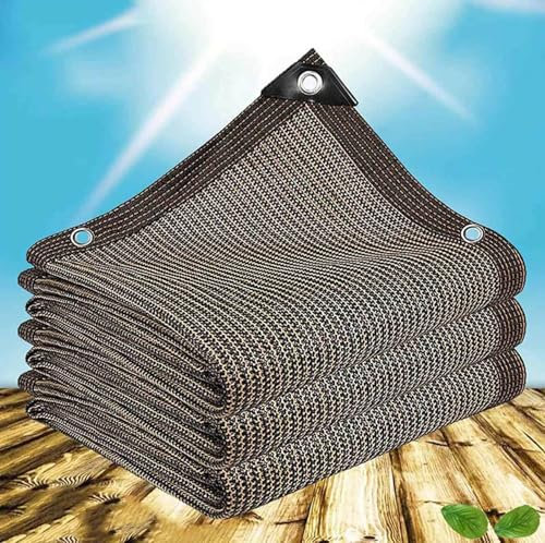 AuMarndi Telo Ombreggiante 3x4 Occhiellato Traspirante Vela Ombreggiante Rettangolare Ombra Anti-UV 90% Permeabile Telo Ombra Ombreggiante per Esterno Giardino Terrazzo Pergola,brown-6x7m