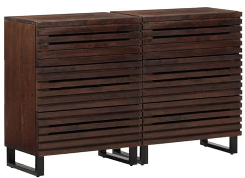 vidaXL Sideboard 2 STK., Kommode mit Stauraum, Beistellschrank für Wohnzimmer Schlafzimmer, Anrichte, Industrieller Stil, Massivholz Mango