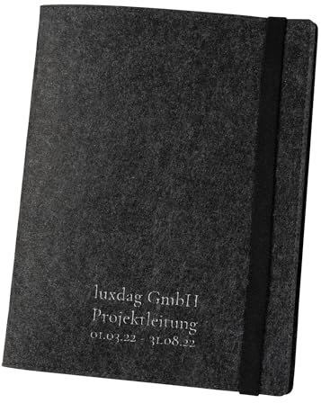 Schreibmappe aus Filz A4 personalisierbar mit Namen (Stickerei wählbar) - Mappe für Schreibblock, Dokumente, Visitenkarten - Organizer für Business, Uni & Büro